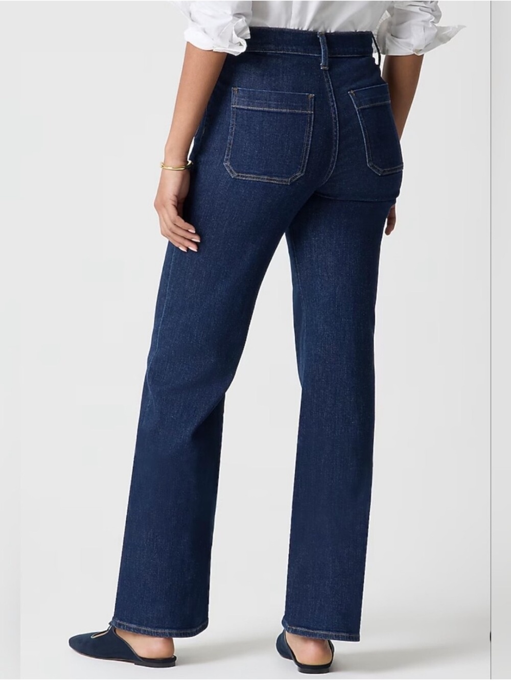 J. Crew Women Full length Slim Wide-Leg high rise Jeans w/ Patch Pockets Size 29 - Picture 2 of 12